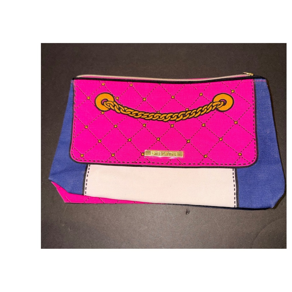 Estee Lauder Pink Blue Canvas Cosmetic Makeup Bag Travel Pouch